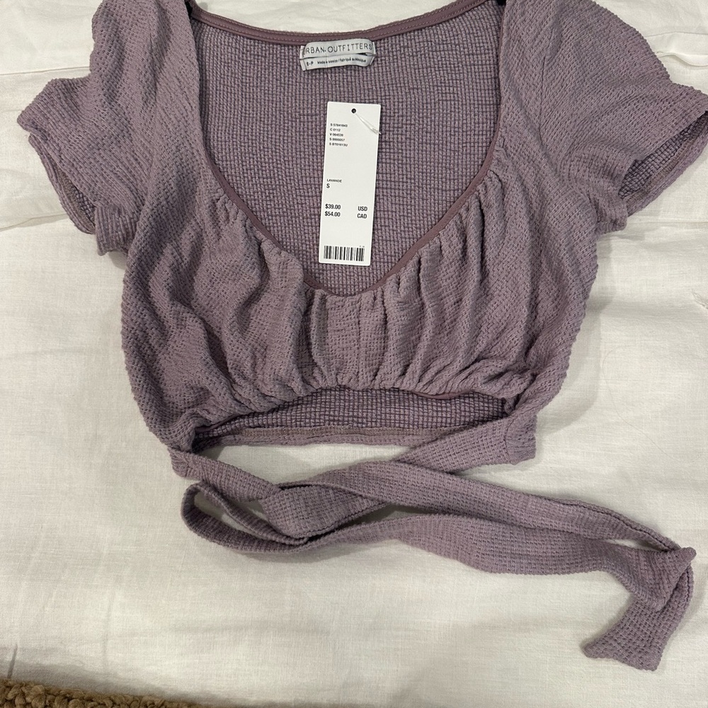 Urban Outfitters Mimi Cutout Lavender Wrap Crop Top
